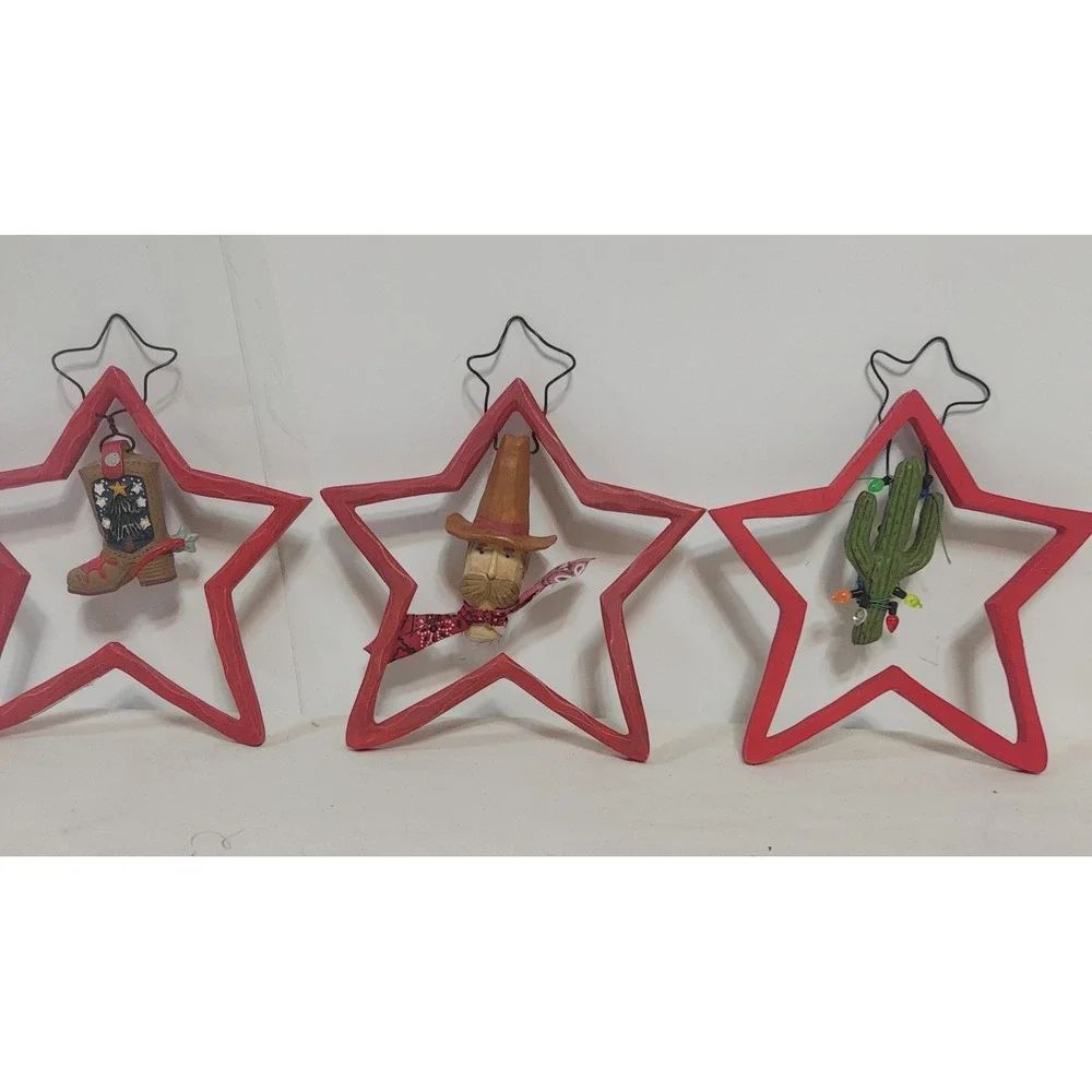 Western Star Ornament Cowboy Cactus‎ Boot Christmas Holiday Decor Set